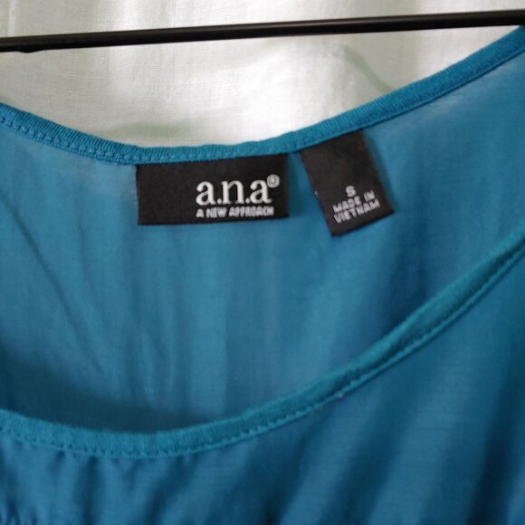 a.n.a t-shirt womens short-sleeve stripes Blue green white Size Small - Picture 4 of 6